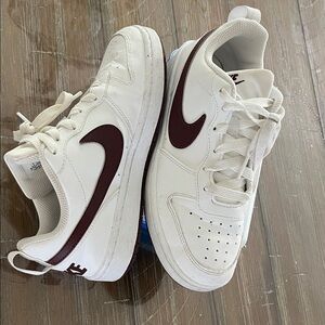 Nike White and Burgundy Athletic Shoes